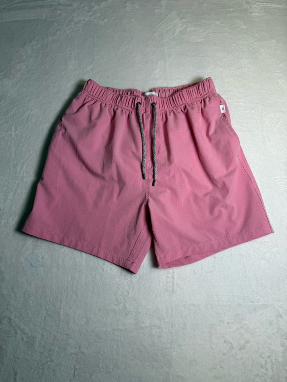 Vintage Summer Men's Pink  Volley Swim Trunk with seersucker print